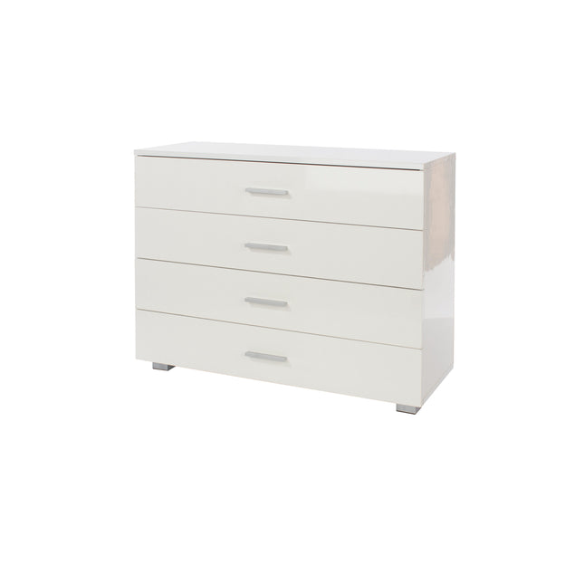 Contemporary - White 4 Chest of Drawers - Glossy Finish