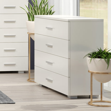 Contemporary - White 4 Chest of Drawers - Glossy Finish