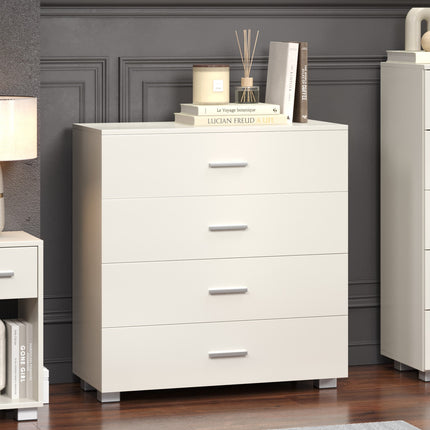 Contemporary - White 4 Chest of Drawers - Glossy Finish