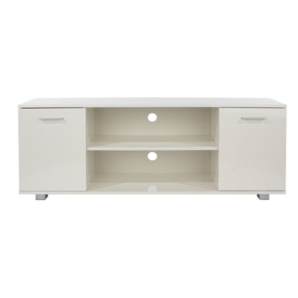 Contemporary - White Widescreen TV Unit - 2 Cupboards Storage