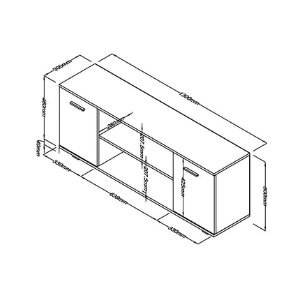 Contemporary - White Widescreen TV Unit - 2 Cupboards Storage