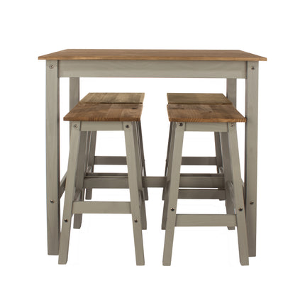 Corona - Grey Breakfast Table & 4 High Stool Set