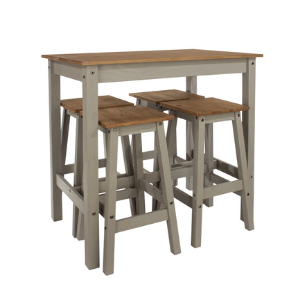Corona - Grey Breakfast Table & 4 High Stool Set