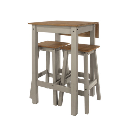 Corona - Grey Drop Leaf Breakfast Table & 2 High Stools
