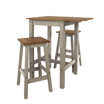 Corona - Grey Drop Leaf Breakfast Table & 2 High Stools