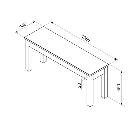 Corona - Grey Linea Bench 1200Mm, Grey Wax & Ant Wax 