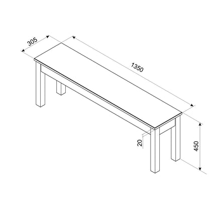 Corona - Grey Linea Bench 1500Mm, Grey Wax & Ant Wax 