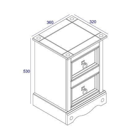 Corona - Petite 2 Drawer Bedside Cabinet