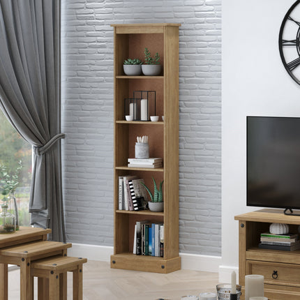 Corona - Real Pine Bookcase - Low Narrow - Adjustable Shelves