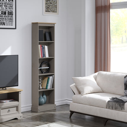Corona - Real Pine Bookcase - Low Narrow - Adjustable Shelves