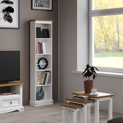 Corona - Real Pine Bookcase - Low Narrow - Adjustable Shelves