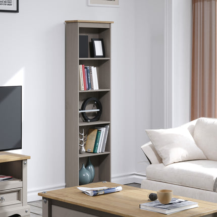 Corona - Real Pine Bookcase - Tall Narrow - Adjustable Shelves