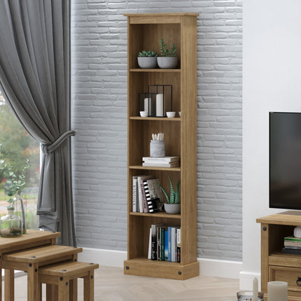 Corona - Real Pine Bookcase - Tall Narrow - Adjustable Shelves