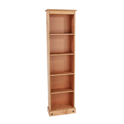 Corona - Real Pine Bookcase - Tall Narrow - Adjustable Shelves