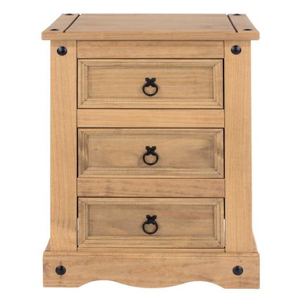 Corona - Sleek 3 Drawer Bedside Cabinet