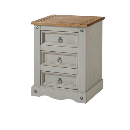 Corona - Sleek 3 Drawer Bedside Cabinet
