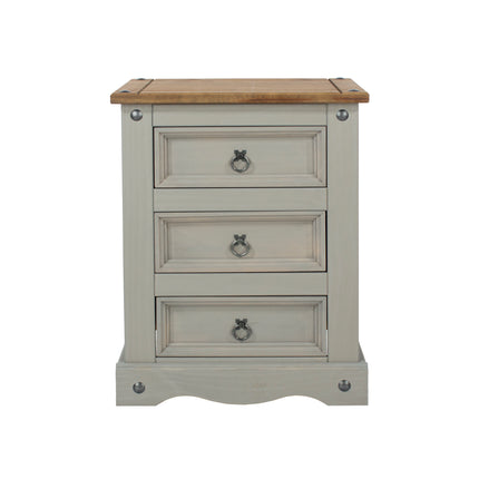 Corona - Sleek 3 Drawer Bedside Cabinet