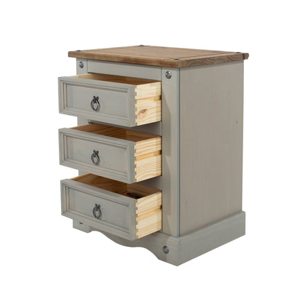 Corona - Sleek 3 Drawer Bedside Cabinet