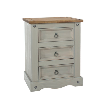 Corona - Sleek 3 Drawer Bedside Cabinet
