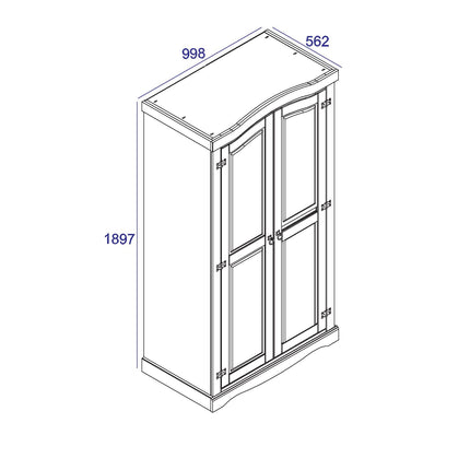 Corona - Solid Pine 2-Door Wardrobe