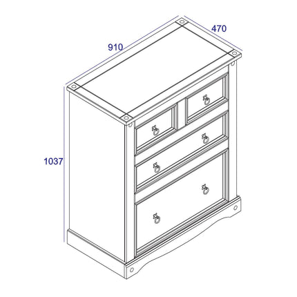 Corona - Spacious 4 Drawer Chest