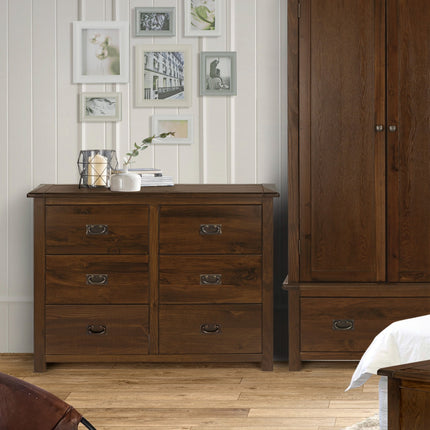 Highland Home - 3+3 Drawer Wide Chest Dark Brown