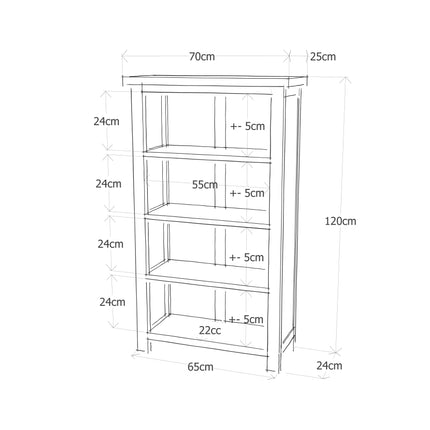 Highland Home - 3 Shelf Narrow Bookcase