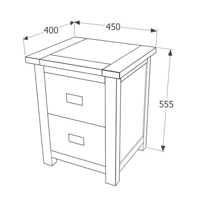 Highland Home - Bedside Cabinet - 2 Drawer