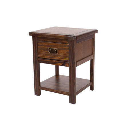 Highland Home - Handcrafted Dark Lacquer Bedside Table
