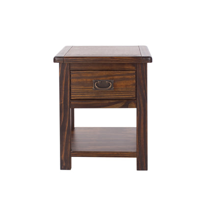 Highland Home - Handcrafted Dark Lacquer Bedside Table