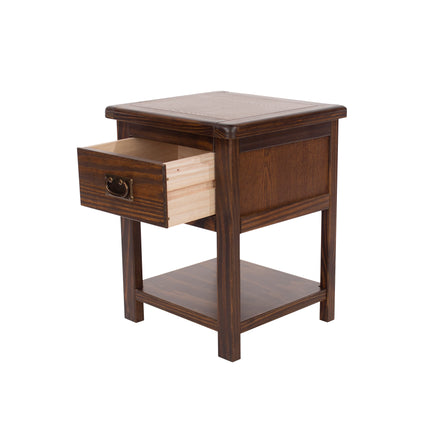 Highland Home - Handcrafted Dark Lacquer Bedside Table