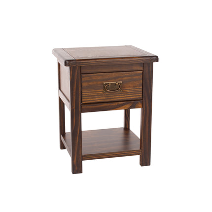 Highland Home - Handcrafted Dark Lacquer Bedside Table