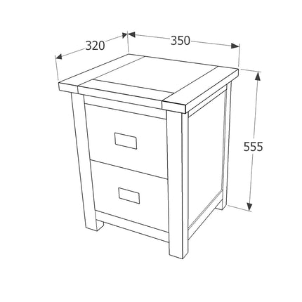 Highland Home - Petite Bedside Cabinet - 2 Drawer