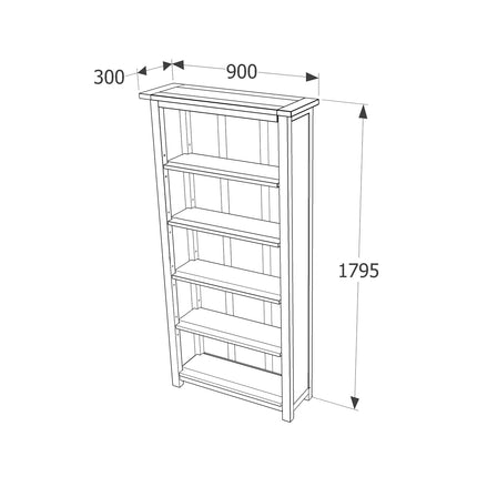 Highland Home - Tall Bookcase - 4 Shelf Design