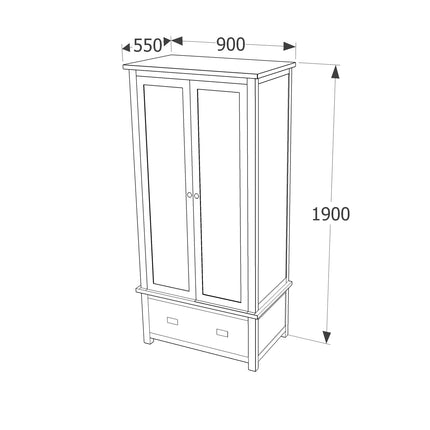 Highland Home - Wardrobe - 2 Door 1 Drawer