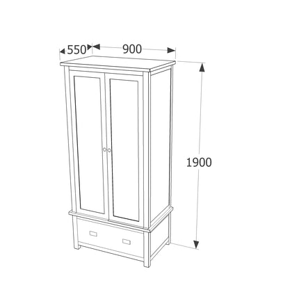 Highland Home - Wardrobe - 2 Door 1 Drawer