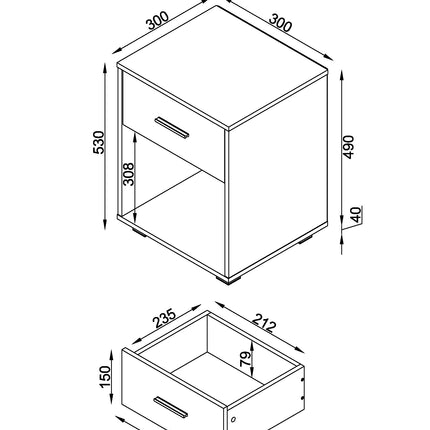 Lido - 1 Drawer Compact Bedside Cabinet
