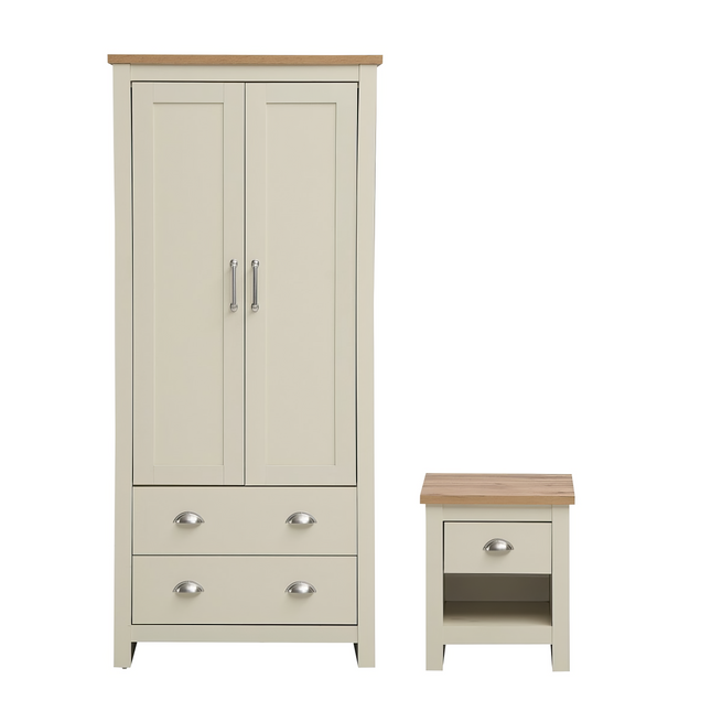 Lisbon - 2-Piece Set - 2-Door Wardrobe & 1-Drawer Bedside