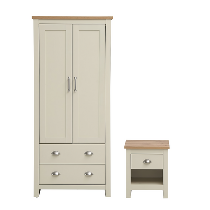 Lisbon - 2-Piece Set - 2-Door Wardrobe & 1-Drawer Bedside