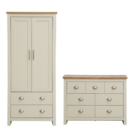 Lisbon - 2-Piece Set - 2-Door Wardrobe & 7 Drawer Chest