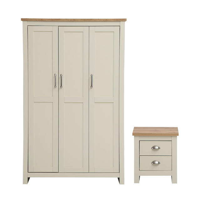 Lisbon - 2-Piece Set - 3-Door Wardrobe & 2-Drawer Bedside Table