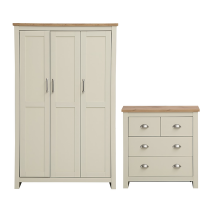 Lisbon - 2-Piece Set - 3-Door Wardrobe & 4 Drawer Chest