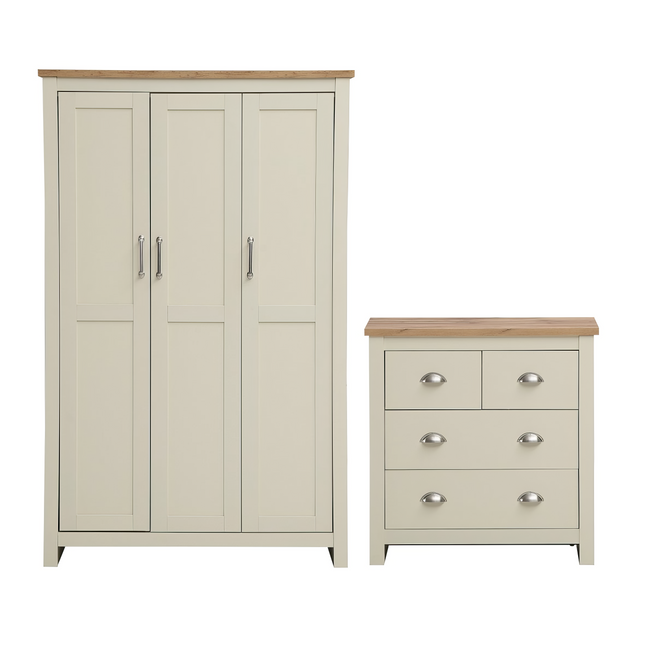 Lisbon - 2-Piece Set - 3-Door Wardrobe & 4 Drawer Chest