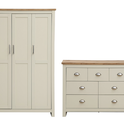 Lisbon - 2-Piece Set - 3-Door Wardrobe & 7 Drawer Chest