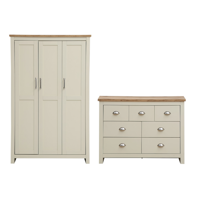 Lisbon - 2-Piece Set - 3-Door Wardrobe & 7 Drawer Chest