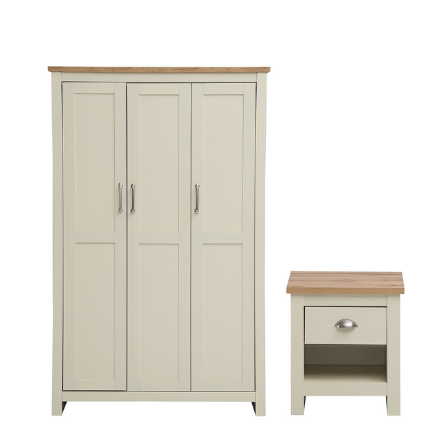 Lisbon - 2-Piece Set - 3-Door Wardrobe & Bedside Table