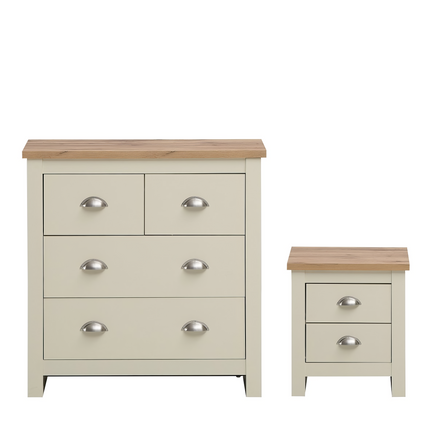 Lisbon - 2-Piece Set - 4 Drawer Chest & 2-Drawer Bedside Table