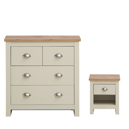 Lisbon - 2-Piece Set - 4 Drawer Chest & Bedside Table