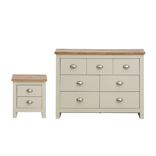Lisbon - 2-Piece Set - 7 Drawer Chest & 2-Drawer Bedside Table