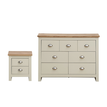 Lisbon - 2-Piece Set - 7 Drawer Chest & 2-Drawer Bedside Table